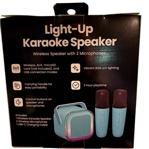 Mini Karaoke Speaker with Wireless Microphones - Picture 2 of 2